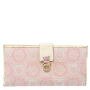 Salvatore Ferragamo Pink/Cream Gancini Canvas and Leather Wallet, Wallets & Money Clips - Luxury Closet catalog