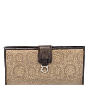 Salvatore Ferragamo Beige/Brown Gancini Canvas and Leather Wallet, Wallets & Money Clips - Luxury Closet catalog