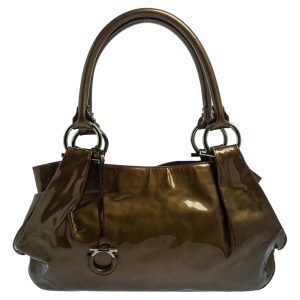 Salvatore Ferragamo Olive Green Patent Leather Shoulder Bag, Shoulder Bags - Luxury Closet catalog