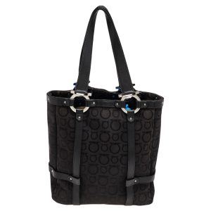 Salvatore Ferragamo Black Canvas And Leather Tote, Tote Handbags - Luxury Closet catalog