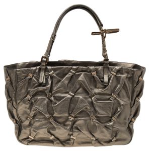 Salvatore Ferragamo Metallic Olive Leather Tote, Tote Handbags - Luxury Closet catalog