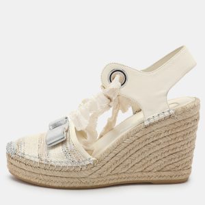 Salvatore Ferragamo Multicolor Fabric and Leather Wedge Espadrille Sandals Size 37, Sandals - Luxury Closet catalog