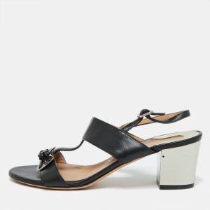 Salvatore Ferragamo Black Leather Bow Strappy Block Heel Sandals Size 37.5, Sandals - Luxury Closet catalog