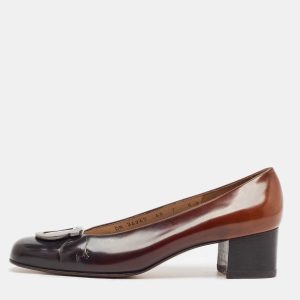 Salvatore Ferragamo Black/Brown Ombre Leather Gancini Pumps Size 37.5, Pumps - Luxury Closet catalog