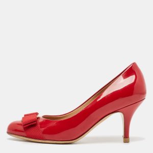 Salvatore Ferragamo Red Patent Leather Vara Bow Pumps Size 35, Pumps - Luxury Closet catalog