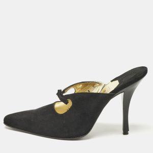 Salvatore Ferragamo Black Suede Anamur Pointed Toe Mules Size 38.5, Sandals - Luxury Closet catalog