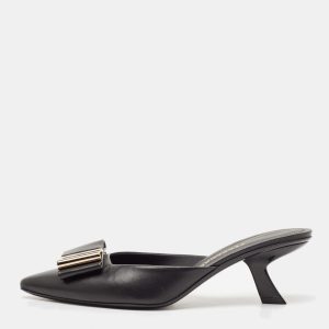 Salvatore Ferragamo Black Leather Lycia Mules Size 39.5, Sandals - Luxury Closet catalog