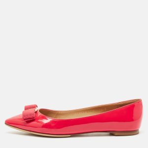 Salvatore Ferragamo Red Patent Leather Zeri Ballet Flats Size 37, Flats - Luxury Closet catalog