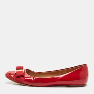 Salvatore Ferragamo Red Patent Leather Varina Bow Ballet Flats Size 39, Flats - Luxury Closet catalog