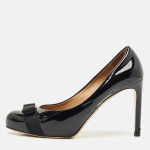Salvatore Ferragamo Black Patent Leather Pimpa Vara Bow Platform Pumps Size 41, Pumps - Luxury Closet catalog