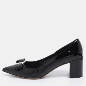 Salvatore Ferragamo Black Patent Leather Vara Bow Block Heel Pumps Size 41, Pumps - Luxury Closet catalog