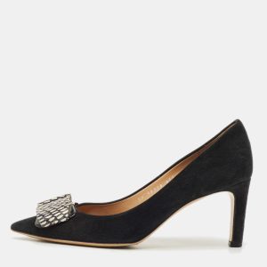 Salvatore Ferragamo Black Water Snakeskin and Suede Mimi Pumps Size 39.5, Pumps - Luxury Closet catalog