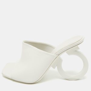 Salvatore Ferragamo White Leather Astro Slide Sandals Size 37, Sandals - Luxury Closet catalog