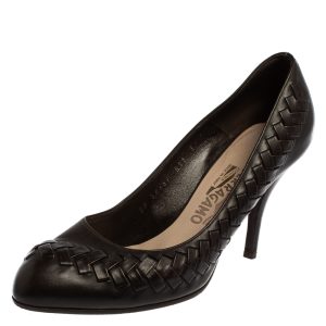 Salvatore Ferragamo Dark Brown Leather Pumps Size 39.5, Pumps - Luxury Closet catalog