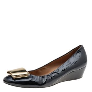 Salvatore Ferragamo Black Patent Leather Pumps Size 37.5, Pumps - Luxury Closet catalog