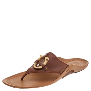 Salvatore Ferragamo Brown Leather Gancini Thong Flats Size 40, Flats - Luxury Closet catalog