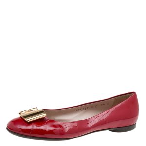 Salvatore Ferragamo Red Patent Leather Sun Ballet Flats Size 40, Flats - Luxury Closet catalog
