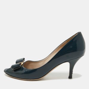 Salvatore Ferragamo Navy Blue Patent Vara Bow Pumps Size 36, Pumps - Luxury Closet catalog