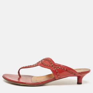 Salvatore Ferragamo Burgundy Patent Leather Slide Sandals Size 41.5, Sandals - Luxury Closet catalog