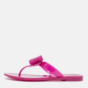 Salvatore Ferragamo Pink Rubber Bali Thong Sandals Size 35.5, Flats - Luxury Closet catalog