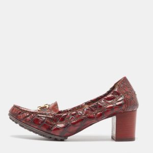 Salvatore Ferragamo Brown Crocodile Gancini Loafer Pumps Size 36.5, Pumps - Luxury Closet catalog