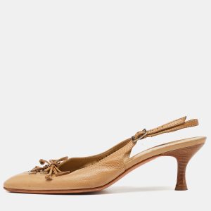 Salvatore Ferragamo Beige Leather Slingback Pumps Size 36.5, Pumps - Luxury Closet catalog