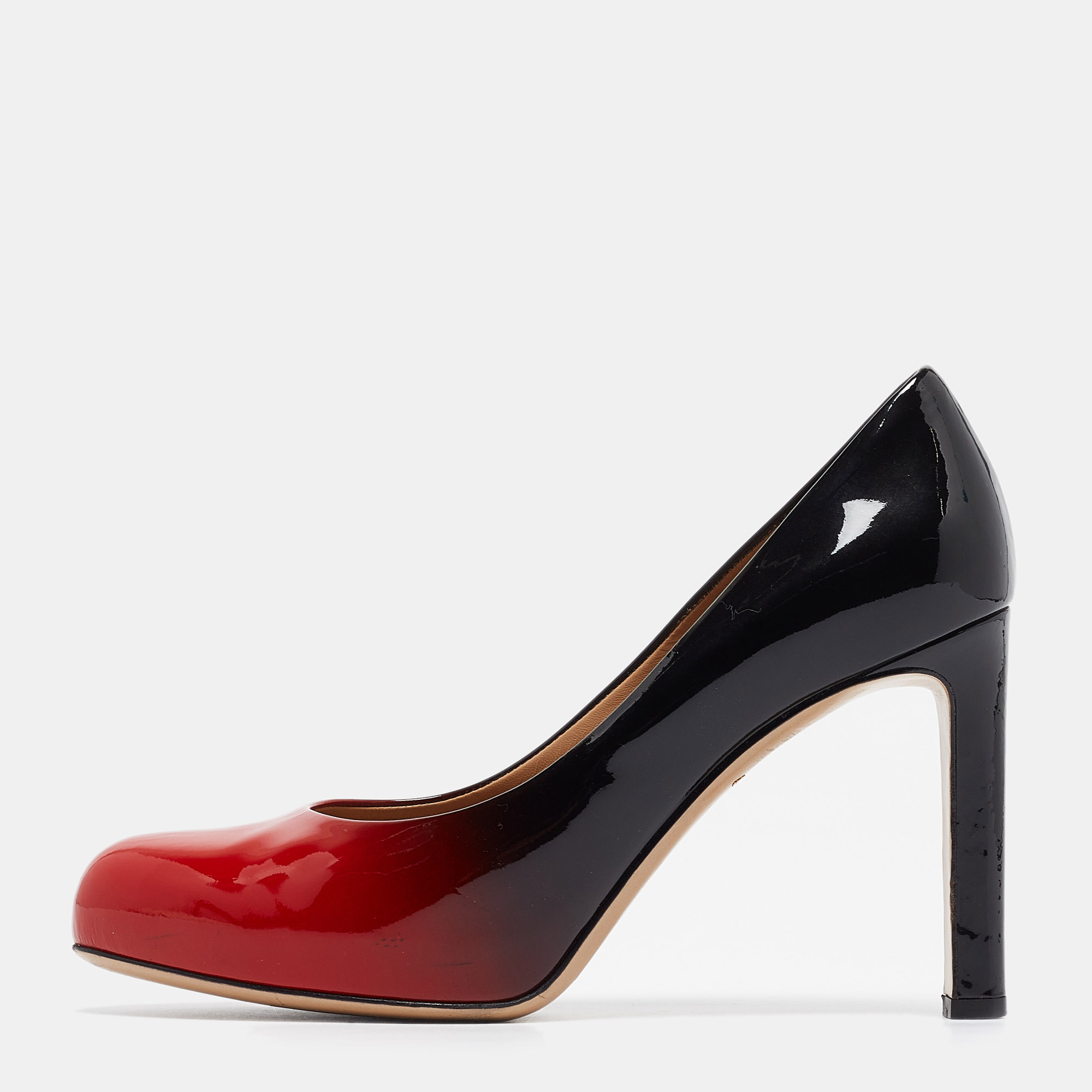 Salvatore Ferragamo Red/Black Ombre Patent Leather Platform Pumps Size 38, Pumps - Luxury Closet catalog