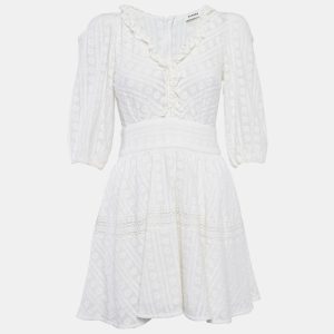 Sandro White Embroidered Cotton Mini Dress XS, Dresses - Luxury Closet catalog
