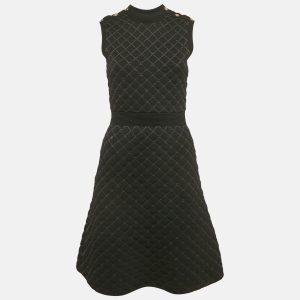 Sandro Black Quilted Knit Sleeveless Mini Dress S, Dresses - Luxury Closet catalog