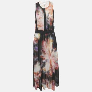 Sandro Pink Printed Silk and Rib Knit Trim Maxi Dress S, Dresses - Luxury Closet catalog