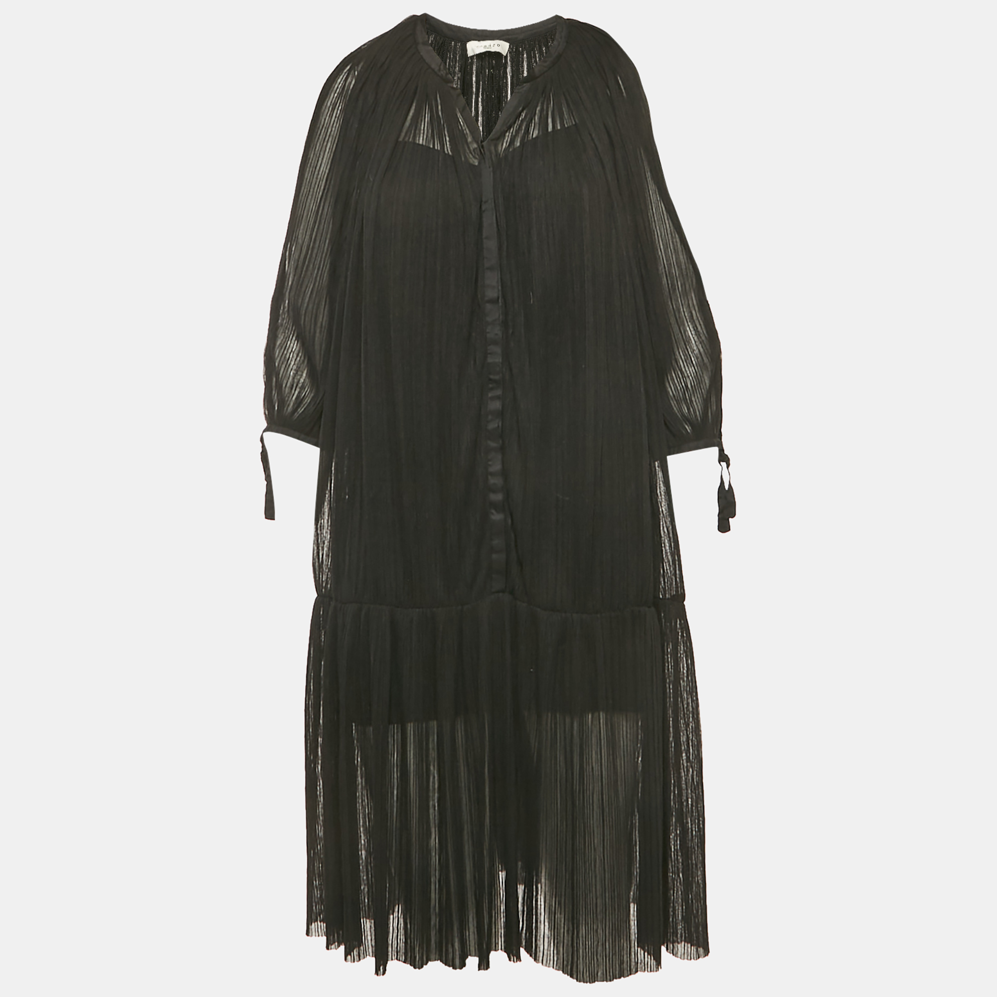 Sandro Black Plisse Drop Waist Short Dress M, Dresses - Luxury Closet catalog