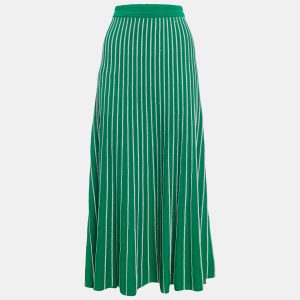 Sandro Green Lurex Striped Knit Midi Skirt L, Skirts - Luxury Closet catalog