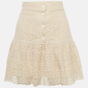 Sandro Beige Broderie Anglaise Tiered Mini Dress S, Skirts - Luxury Closet catalog