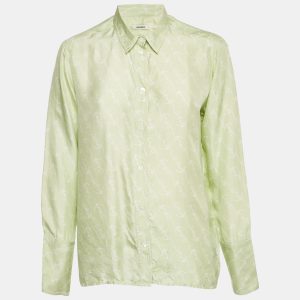 Sandro Green Anchor Print Silk Long Sleeve Shirt M, Shirts & Tops - Luxury Closet catalog