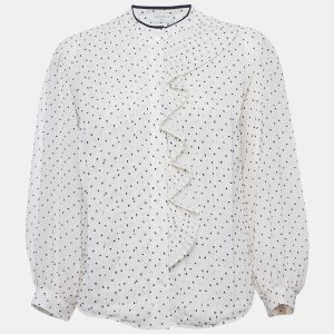 Sandro Cream Swiss Dots Chiffon Pleated Blouse S, Shirts & Tops - Luxury Closet catalog