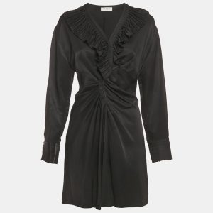 Sandro Black Gabardine Ruffle Trim Mini Dress S, Dresses - Luxury Closet catalog