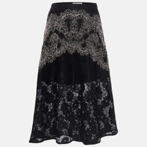 Sandro Black Lace Embroidered Midi Skirt S, Skirts - Luxury Closet catalog