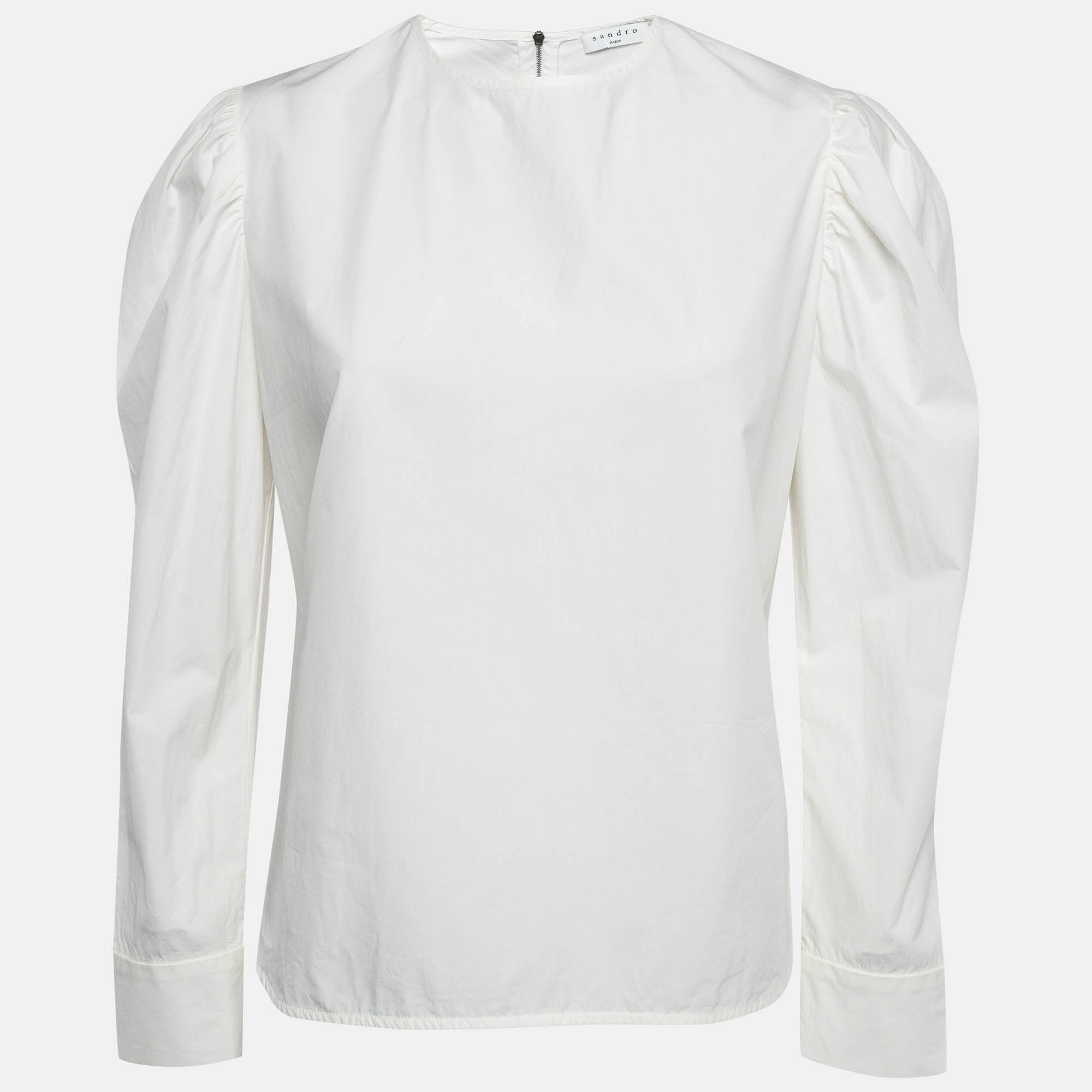 Sandro White Cotton Puff Sleeves Top M, Shirts & Tops - Luxury Closet catalog