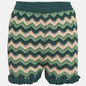 Sandro Green Chevron Patterned Knit Shorts S, Shorts - Luxury Closet catalog
