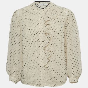 Sandro White Swiss Dots Chiffon Ruffled Shirt XS, Shirts & Tops - Luxury Closet catalog