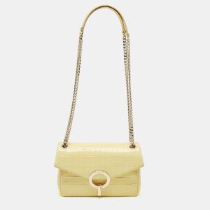 Sandro Yellow Croc Embossed Leather Chain Shoulder Bag, Shoulder Bags - Luxury Closet catalog