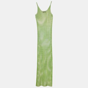 Santa Brands Green Rhinestone Embellished Mesh Sheer Maxi Dress One Size, Dresses - Luxury Closet catalog