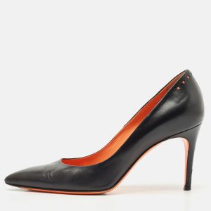 Santoni Black Leather Pointed Toe Pumps Size 36.5, Pumps - Luxury Closet catalog