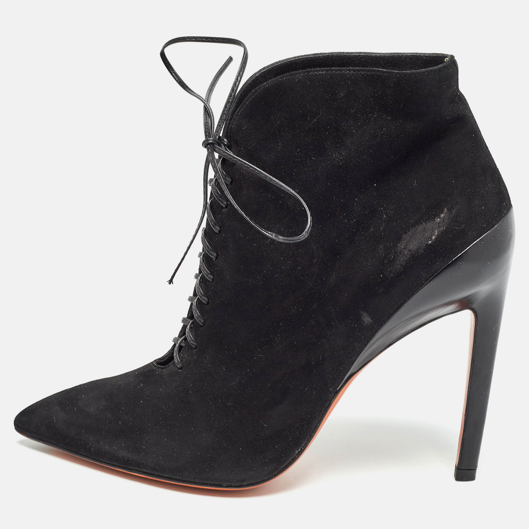 Santoni Black Suede Lace Up Ankle Boots Size 39.5, Boots - Luxury Closet catalog