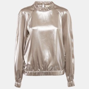 Sara Battaglia Metallic Lamé Full Sleeve Top M, Shirts & Tops - Luxury Closet catalog