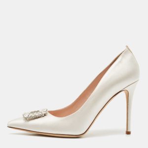 SJP Sarah Jessica Parker White Satin Crystals Embellished Pumps Size 39, Pumps - Luxury Closet catalog