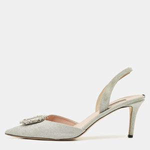 SJP Sarah Jessica Parker Silver Glitter Leather Mabel Slingback Pumps Size 40, Pumps - Luxury Closet catalog