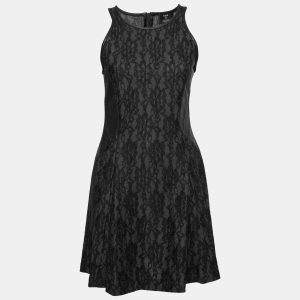 Sea Black Lace and Distressed Leather Panel Dress S, Dresses - Luxury Closet catalog