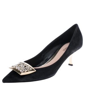 Sebastian Black Suede Crystal Embellished Pumps Size 38, Pumps - Luxury Closet catalog