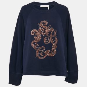 See by Chloe Blue Printed Cotton Knit Stormy Night Sweatshirt L, Sweaters & Cardigans - Luxury Closet catalog
